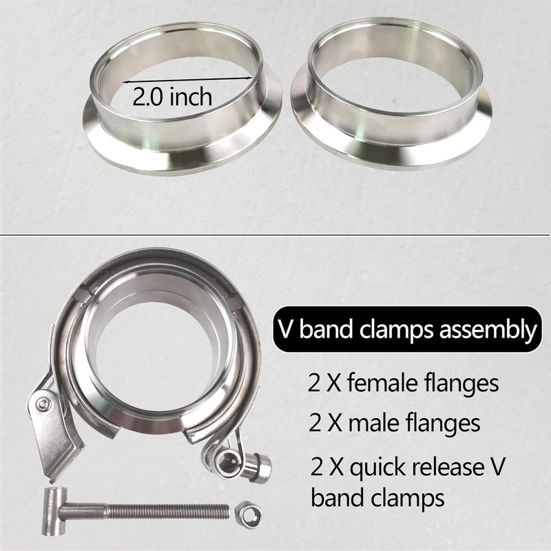 GaeaAuto 2 X 2 inch Quick Release V Band Clamp with Male Female Flanges 304 Stainless Steel for Exhaust Downpipes, 2 Pack - Image 2